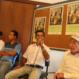 Zé Pereira, Heraldo Pereira, Nilo Pereira e Alcides Muniz, em Guaraqueçaba, durante o I Encontro de Fandango e Cultura Caiçara - Guaraqueçaba/PR